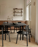 black oak bok round extendable dining table