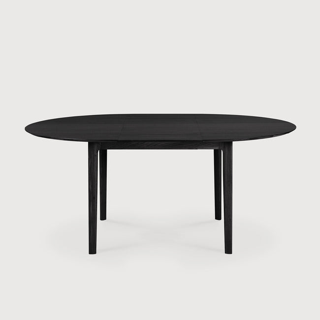 black oak bok round extendable dining table