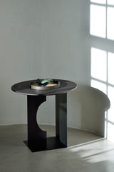 teak arc side table
