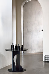 teak arc side table