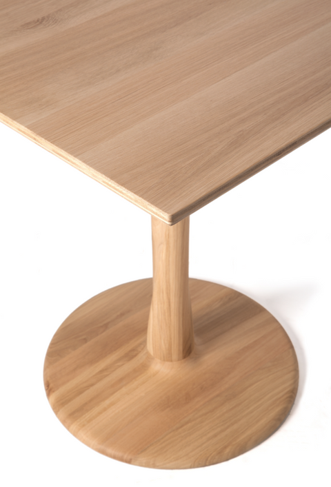 oak torsion dining table, square, varnished