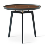 gy coffee table d, walnut veneer, black base