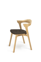 oak bok dining chair, varnished, dark brown seat