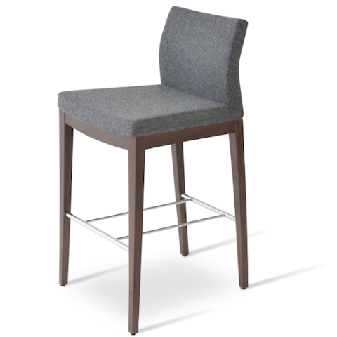 pa wood stool, low backrest