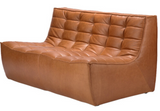 old saddle leather 2 seater sectional sofa