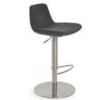 pr piston stool, camira wool, stainless base