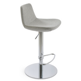 pr piston stool, camira wool, stainless base