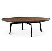 gy coffee table d, walnut veneer, black base