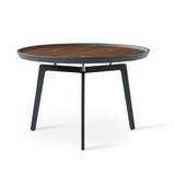 gy coffee table d, walnut veneer, black base