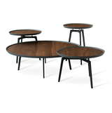 gy coffee table d, walnut veneer, black base