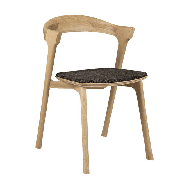 oak bok dining chair, varnished, dark brown seat