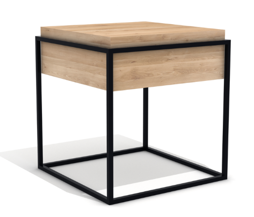 oak monolit small side table, black frame