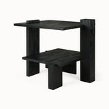 teak abstract black side table