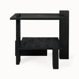 teak abstract black side table