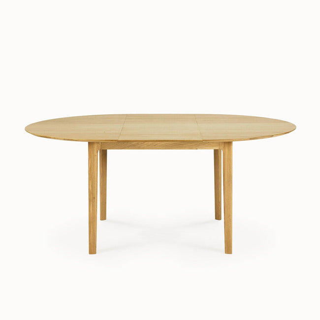 oak bok round extendable dining table