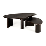 mahogany boomerang dark brown coffee table