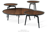 gy coffee table d, walnut veneer, black base
