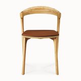 oak bok dining chair, cognac leather seat