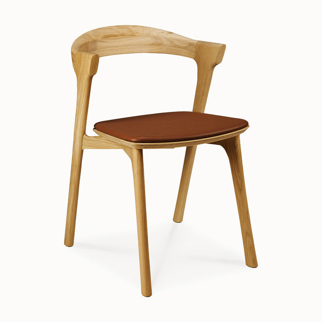 oak bok dining chair, cognac leather seat
