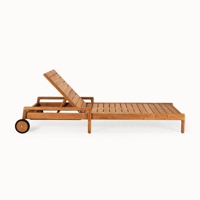 teak jack outdoor adjustable lounger - wooden frame