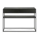 monolit oak console, 2 drawers, black metal frame